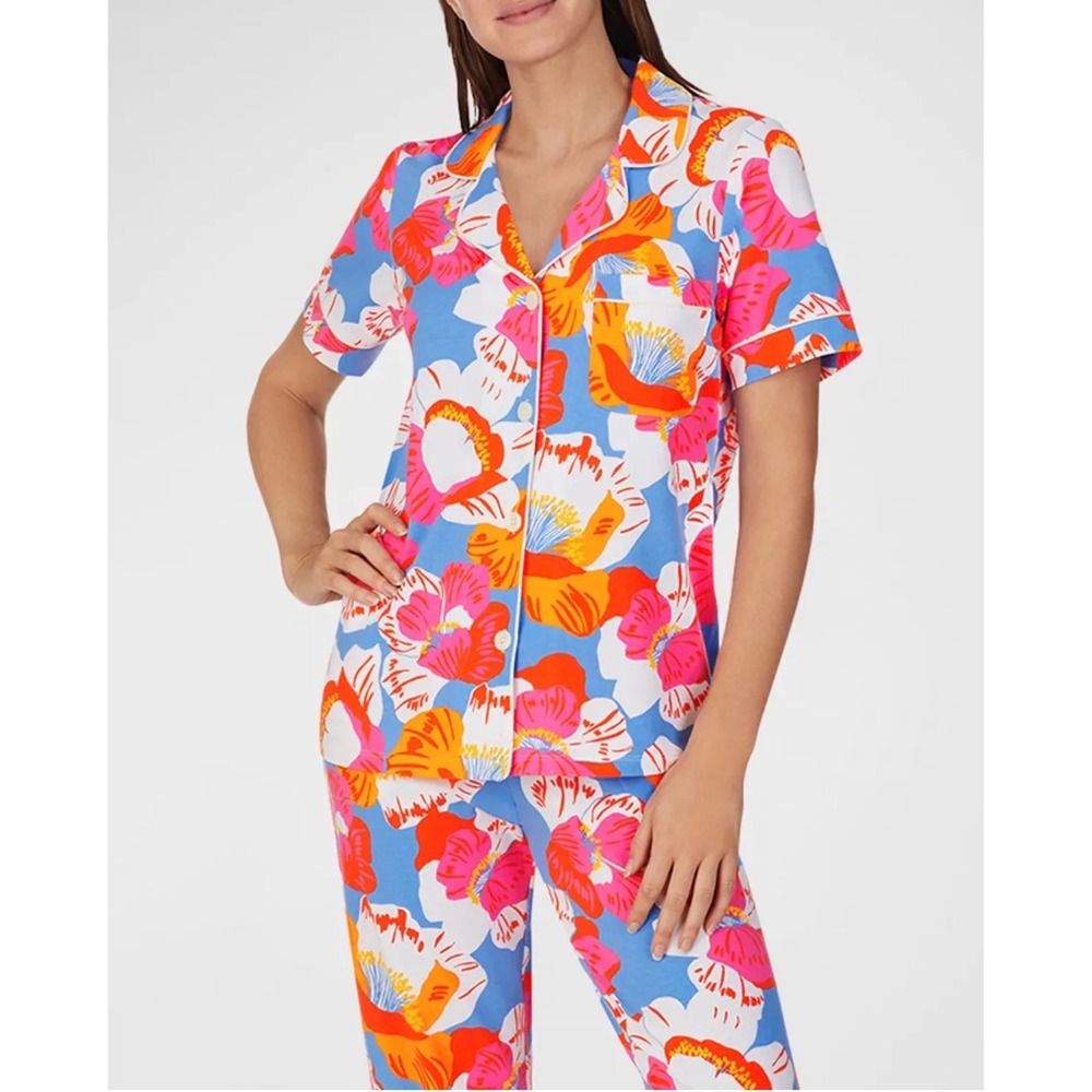 Trina Turk x BedHead Pajamas Womens Small Floral Knit PJ Set sz S